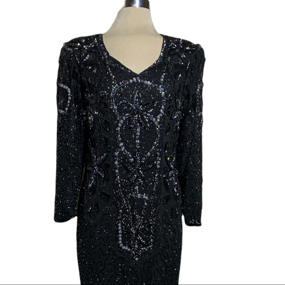 Vintage Luxury Backless Evening Gown Embellished Beading Size M - Picture 2 of 14